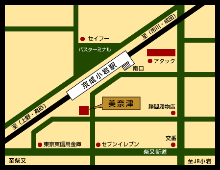 美奈津本店への案内図